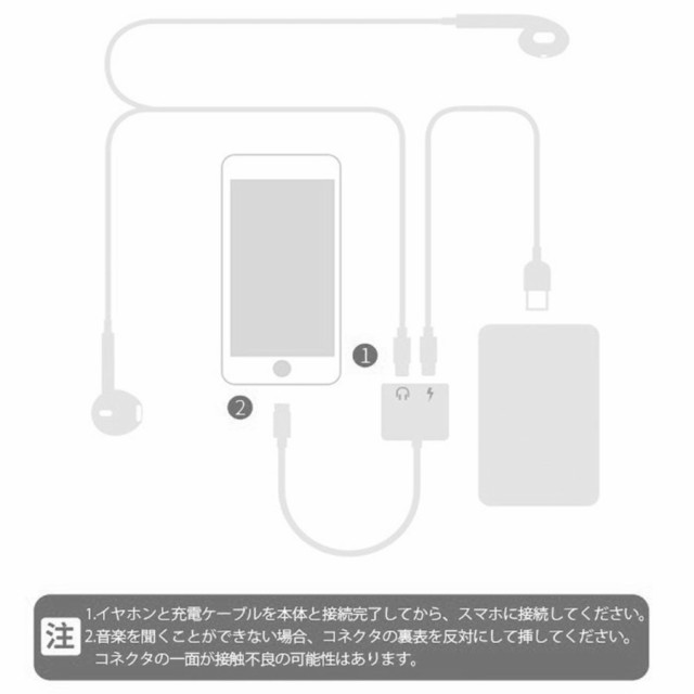 iPhone 変換アダプター 充電イヤホン 同時接続 二点セット ブラック