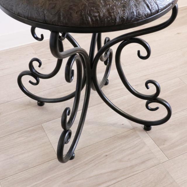 【動画あり】スツール おしゃれ 椅子 丸 クラシック 丸形 アンティーク アイアンチェアー ペイズリー リビング 玄関 鏡台 ラウンド イス 椅子 雑貨