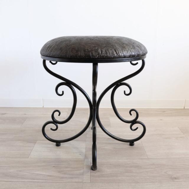 【動画あり】スツール おしゃれ 椅子 丸 クラシック 丸形 アンティーク アイアンチェアー ペイズリー リビング 玄関 鏡台 ラウンド イス 椅子 雑貨