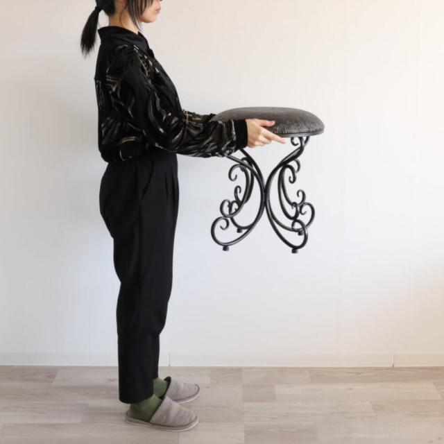 【動画あり】スツール おしゃれ 椅子 丸 クラシック 丸形 アンティーク アイアンチェアー ペイズリー リビング 玄関 鏡台 ラウンド イス 椅子 雑貨