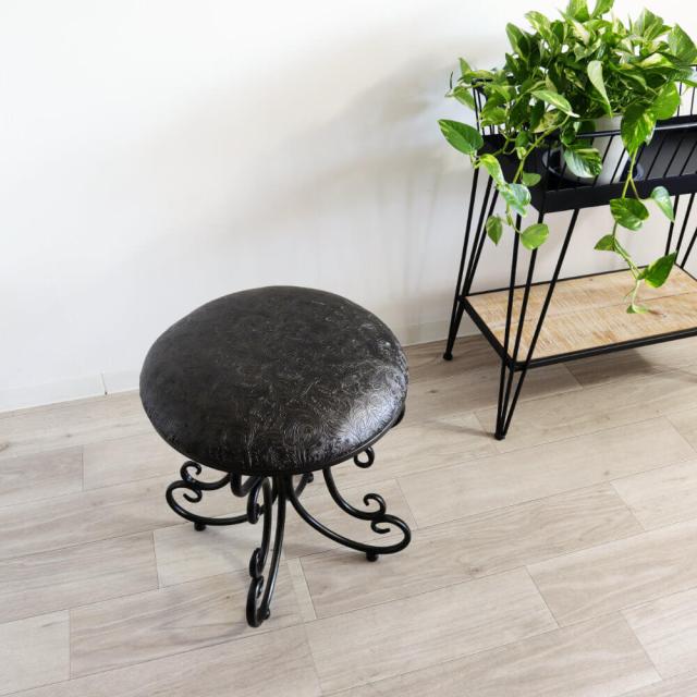 【動画あり】スツール おしゃれ 椅子 丸 クラシック 丸形 アンティーク アイアンチェアー ペイズリー リビング 玄関 鏡台 ラウンド イス 椅子 雑貨