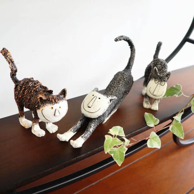 猫 置物 オブジェ 御影石 希少 黒猫 ガーデニング雑貨 北欧 猫 置物