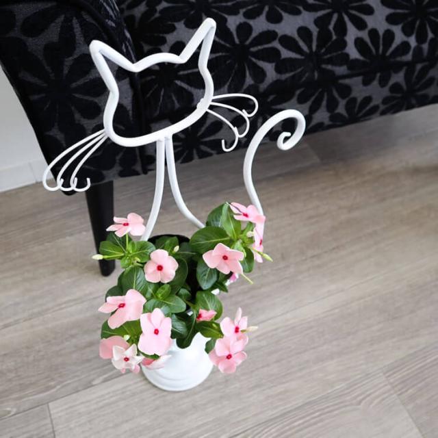 フラワーポット 鉢カバー ホワイト かわいい 猫 ガーデニング雑貨