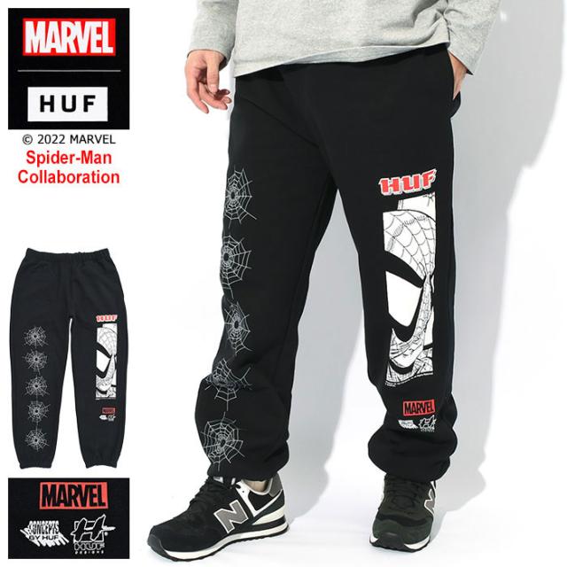 ハフ HUF パンツ メンズ スパイダーマン アメージング フリース コラボ ( HUF×Spider-Man Amazing Fleece Pant スウェットパンツ スエットパンツ ボトムス メンズ 男性用 MARVEL マーベル PT00296 ) ice field icefieldの通販は