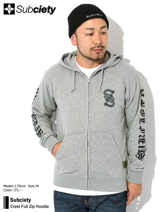 サブサエティ Subciety パーカー ジップアップ メンズ クレスト フル ジップ フーディ ( subciety サブサエティー Crest Full Zip Hoodie フード ジップパーカー フルジップ スウェット Zip up Hoody Parker トップス 106-31935 )_1
