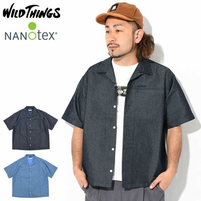 ワイルドシングス WILD THINGS シャツ 半袖 メンズ ナノテックス デニム ( WILD THINGS Nanotex Denim S/S Shirt ビッグシルエット オー