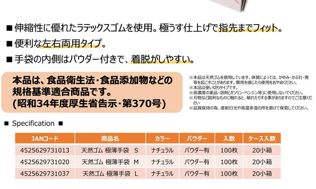 食品衛生法適合品 Igo 天然ゴム極薄手袋 100枚入り サイズ S M L パウダー付き ラテックスグローブ ラテックス手袋 業務用 飲食の通販はau Pay マーケット Sunmine Au Pay マーケット店
