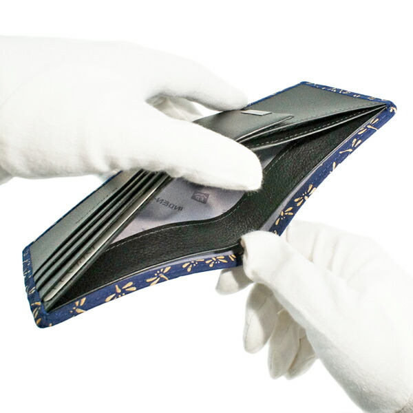 印伝 甲州印伝 印傳屋 上原勇七 財布 二つ折り財布 2003 とんぼ 紺地