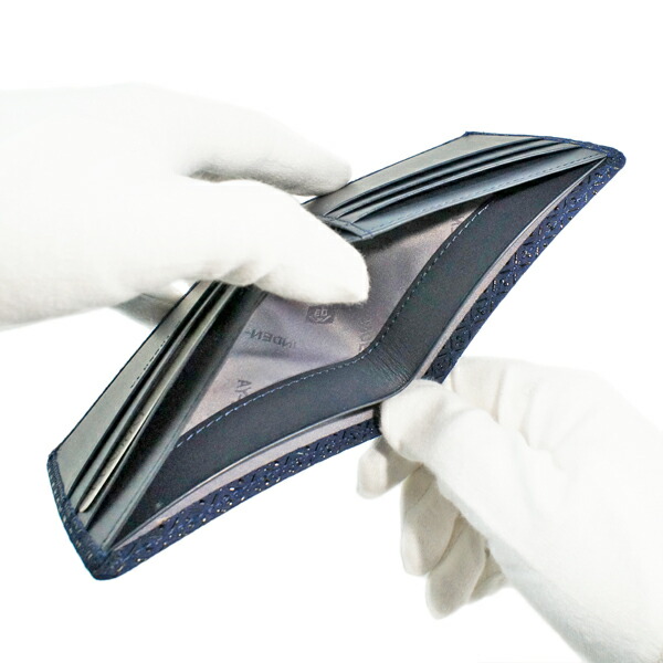 印伝 甲州印伝 印傳屋 上原勇七 財布 二つ折り財布 2005 ひょうたん 紺地