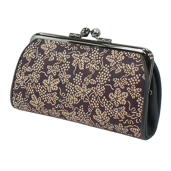 印伝 甲州印伝 印傳屋 上原勇七 財布 がまぐち 小銭入れ 1501 ぶどう 紫地×白漆 鹿革 本革 レザー 和柄 ブランド YM01の通販は 9,130円