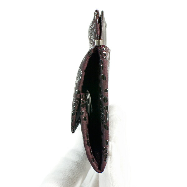 印伝 甲州印伝 印傳屋 上原勇七 財布 小銭入れ 1208 ローズ小 紫地×黒