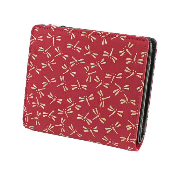 印伝 甲州印伝 印傳屋 上原勇七 財布 二つ折り財布 2217 とんぼ 赤地×白漆 鹿革 本革 レザー 和柄 ブランド YM01の通販は