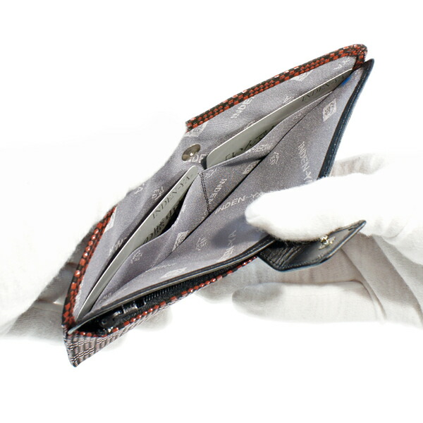 印伝 甲州印伝 印傳屋 上原勇七 財布 長財布 2107 変わり市松小 黒地