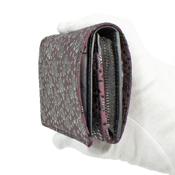 印伝 甲州印伝 印傳屋 上原勇七 財布 二つ折り財布 2205 ローズ小 紫地