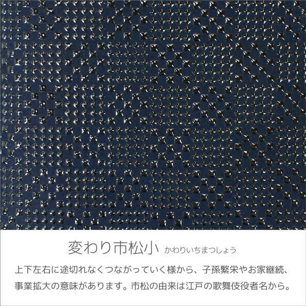 【商品レビュー＋5％】印伝 甲州印伝 印傳屋 上原勇七 財布 長財布 束入れ 2111 変わり市松小 紺地×黒漆 鹿革 本革 レザー 和柄 ブランド 伝統工芸 日本製 春ギフト 縁起 春財布 贈り物 YM02_4