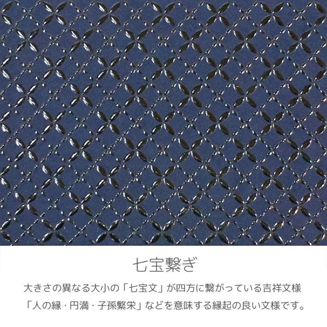 【商品レビュー＋5％】印伝 甲州印伝 印傳屋 上原勇七 財布 長財布 束入れ 2111 七宝繋ぎ 紺地×黒漆 鹿革 本革 レザー 和柄 ブランド 伝統工芸 日本製 春ギフト 縁起 春財布 贈り物 YM02_4