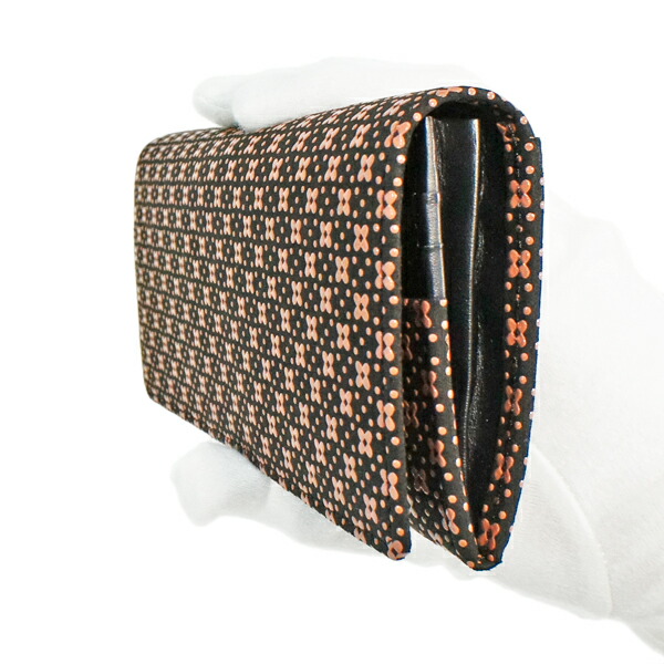 印伝 甲州印伝 印傳屋 上原勇七 財布 長財布 束入れ 2308 花格子 黒地