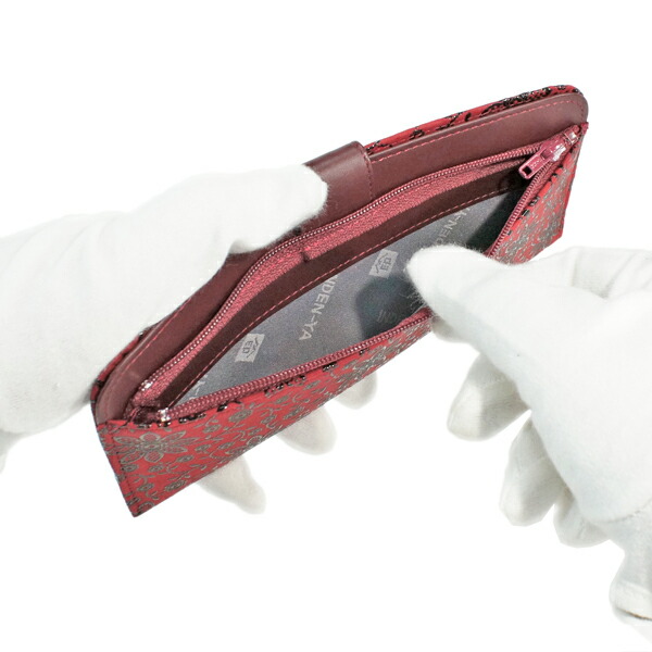 印伝 甲州印伝 印傳屋 上原勇七 財布 長財布 2107 クレマチス 赤地×黒