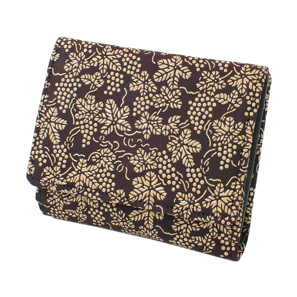 印伝 甲州印伝 印傳屋 上原勇七 財布 二つ折り財布 2215 ぶどう 紫地×白漆 鹿革 本革 レザー 和柄 ブランド YM02の通販は