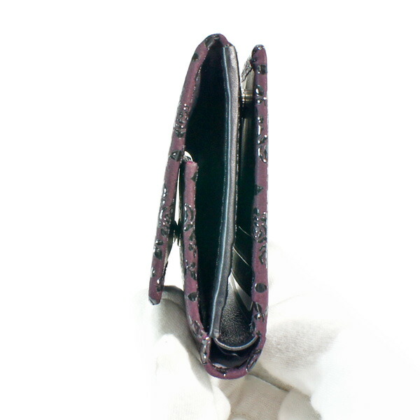 【商品レビュー＋5％】印伝 甲州印伝 印傳屋 上原勇七 財布 二つ折り財布 2215 ローズ小 紫地×黒漆 鹿革 本革 レザー 花柄 ブランド 伝統工芸 日本製 夏 中元 避暑 贈り物 YM02