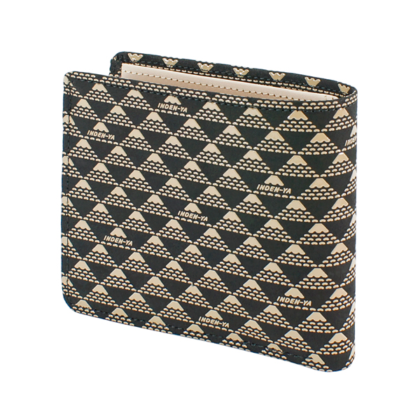 印伝 甲州印伝 印傳屋 上原勇七 財布 二つ折り財布 たかね 2803 富士山 黒地×白漆 鹿革 本革 レザー 和柄 ブランド YM01の通販は