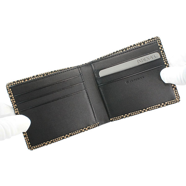 印伝 甲州印伝 印傳屋 上原勇七 財布 二つ折り財布 2005 変わり市松小 黒地×白漆 鹿革 キャッシュレス 和柄 特注カラー ブランド 冬物 冬ギフト クリスマス 贈り物 YM01 印伝 甲州印伝 印傳屋 上原勇七 財布 二つ折り財布 2005 変わり市松小