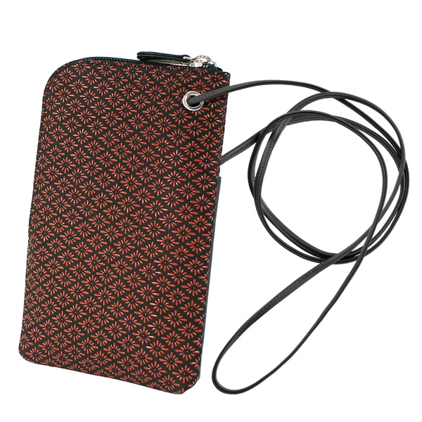 印傳屋 印伝 5027 スマホポシェット 赤地／白漆 とんぼ 印伝 甲州印伝 印傳屋 上原勇七 スマホポシェット スマホケース 5027