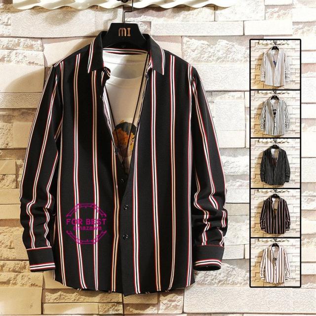 ストライプシャツ メンズ カジュアルシャツ 開襟シャツ ワイシャツ 長袖シャツ 大きいサイズ 春 春服の通販はau Pay マーケット パッケージワークショップ