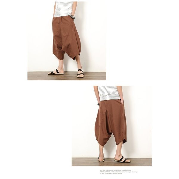 ボトムス メンズ 男性 7分丈パンツ ヒップホップ ワイドパンツ ガウチョパンツ カジュアルパンツ ゆったり 大きいサイズ リネン 薄手 夏 の通販はau Pay マーケット パッケージワークショップ