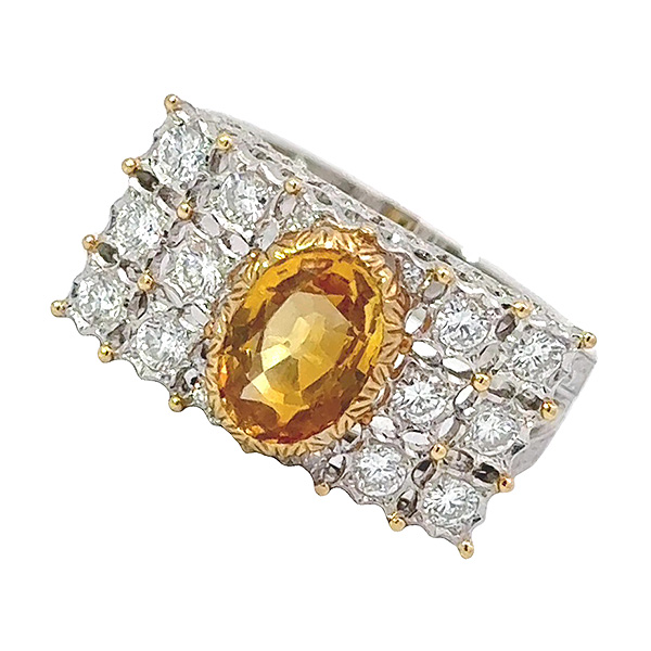 送料無料・返品可♪ジャンマリアブチェラッティ イエローサファイア1.97ct ダイヤ0.57ct リング K18WG/YG 18号 新品仕上げ済み♪【中古】の通販は 678,800円