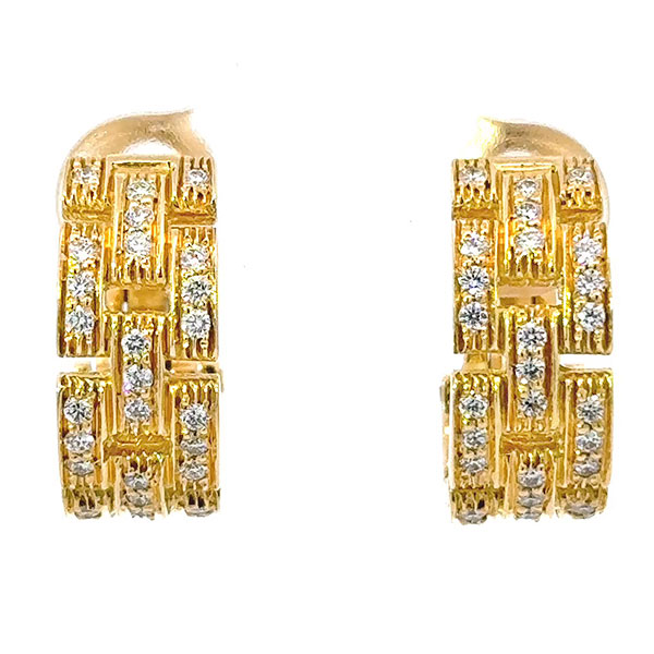 送料無料・返品可♪カルティエ マイヨンパンテール フルダイヤ ピアス K18YG 新品仕上げ済み♪【中古】の通販は