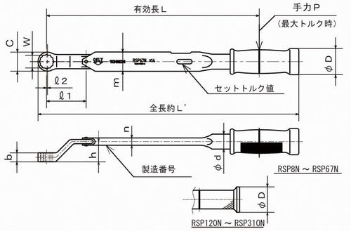 東日(TOHNICHI) リングヘッド付単能形トルクレンチ RSP310NX30の通販は