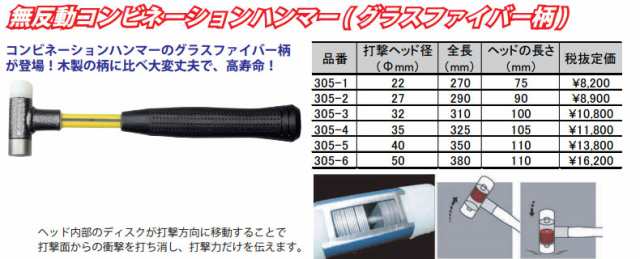 PB SWISS TOOLS 305-6 無反動コンビネーションハンマー（グラス