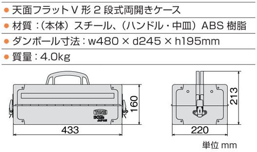 TONE(トネ) ツールケース(メタル) V形2段式 433X220X160mm レッド