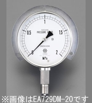 エスコ(ESCO) G3/8/75mm/0-10MPa つば付圧力計(ステンレス) EA729DM-100