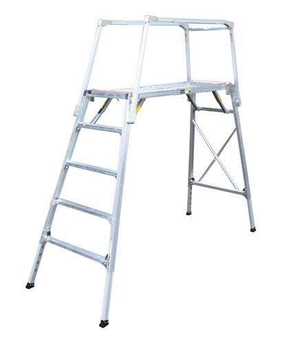 【直送】【代引不可】エスコ(ESCO) 105-141cm 足場台(調整脚･セーフティーガード付) EA905DF-51の通販は 102,281円