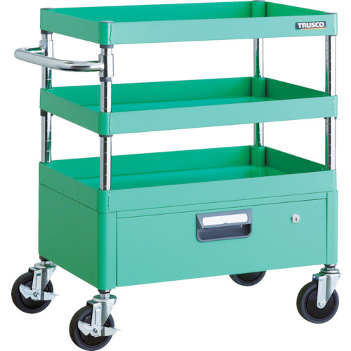 【直送】【代引不可】TRUSCO(トラスコ) フェニックスワゴン 600X400XH740 1段引出付 ヤンググリーン PEW-763V-YGの通販は
