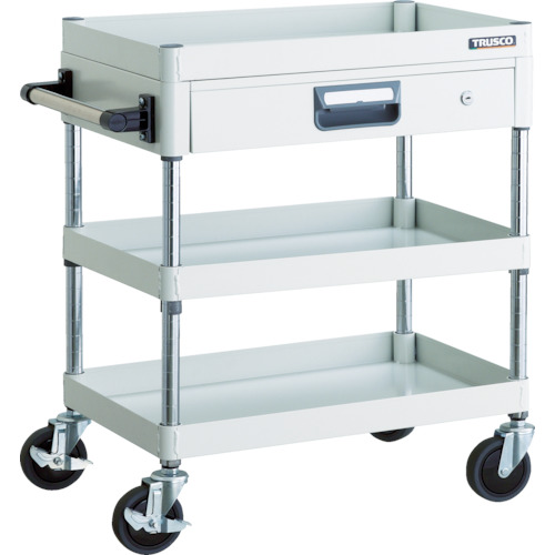 【直送】【代引不可】TRUSCO(トラスコ) フェニックスワゴン 600X400XH740 薄型1段引出付 ホワイト PEW-763Z-Wの通販は