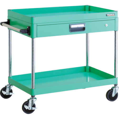 【直送】【代引不可】TRUSCO(トラスコ) フェニックスワゴン 750X500XH740 薄型1段引出付 ヤンググリーン PEW-772Z-YGの通販は