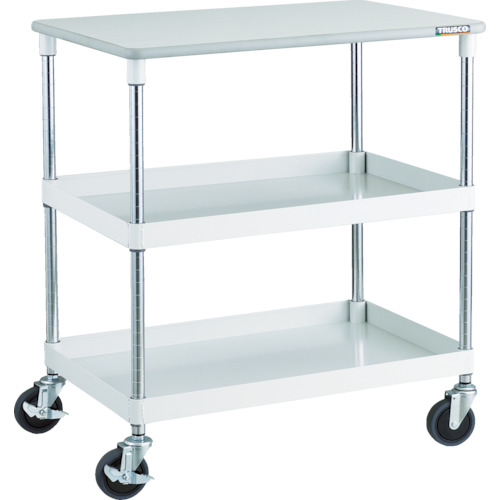 【直送】【代引不可】TRUSCO(トラスコ) フェニックスワゴン 750X500XH880 2段 天板付 ホワイト PEW-972T-Wの通販は 26,320円