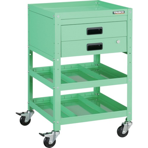 【直送】【代引不可】TRUSCO(トラスコ) ラビットワゴン 500X500X810 引出2段 仕切2段付 若緑色 RBW-853S2X YGの通販は