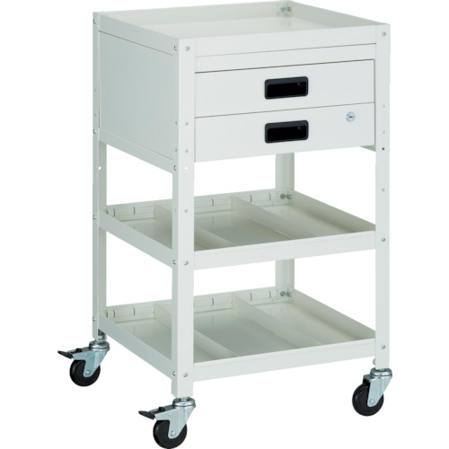 TRUSCO(トラスコ) ラビットワゴン 500X500mm 引出2段 仕切2段付 ホワイト RBW-953S2X Wの通販は 33,514円