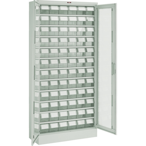 【直送】【代引不可】TRUSCO(トラスコ) バンラックケース M型 両開き扉 引出72個 透明 844X340X1790 T611M-N72S