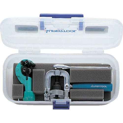 スーパーツール フレキ管ツバ出し工具(ラチェットハンドル式)・カッターセット THS406R