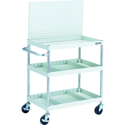 【直送】【代引不可】TRUSCO(トラスコ) フェニックスワゴン 750X500 仕切2段付 上部パンチングパネル仕様 白色 1台 PEW-P973S2-Wの通販は 44,477円