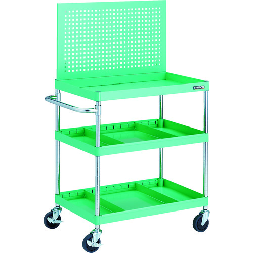 【直送】【代引不可】TRUSCO(トラスコ) フェニックスワゴン 750X500 仕切2段付 上部パンチングパネル仕様 ヤンググリーン色 1台 PEW-P973S2-YGの通販は 44,477円