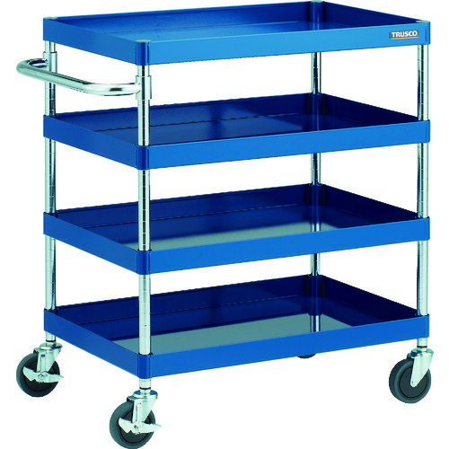 【直送】【代引不可】 TRUSCO(トラスコ) フェニックスワゴン 省音 750X500XH880 4段 B色  PEW-974-Bの通販は 28,388円