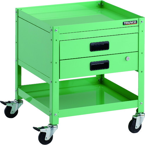 【直送】【代引不可】 TRUSCO(トラスコ) ラビットワゴン 500X500 引出2段付 ゴム車輪 YG色  RBW-652X YGの通販は