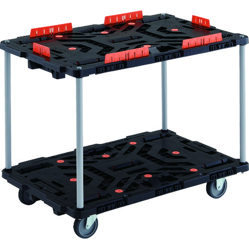 TRUSCO(トラスコ) 連結式樹脂製2段台車 ビートル 900X600 自在3輪 柵付 ハンドルナシ  BT920KJ3-E100の通販は 17,786円