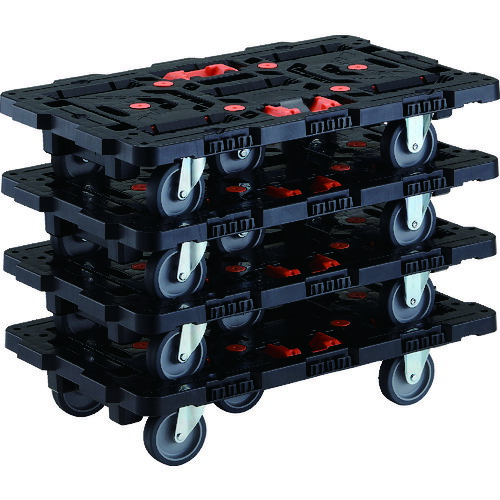 TRUSCO(トラスコ) 連結式樹脂製平台車 ビートル 700X450 自在3輪 トメタロウ付 マトメ買イ4台  BT700J3-E100T-M4の通販は